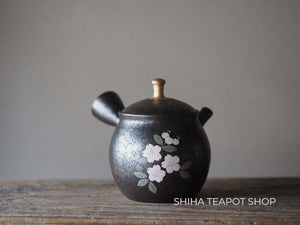 SHORYU Tenmoku Oil Drops Sakura Small Kyusu Teapot  SR33 昭龍