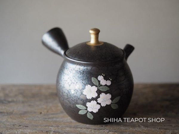 SHORYU Tenmoku Oil Drops Sakura Small Kyusu Teapot  SR33 昭龍