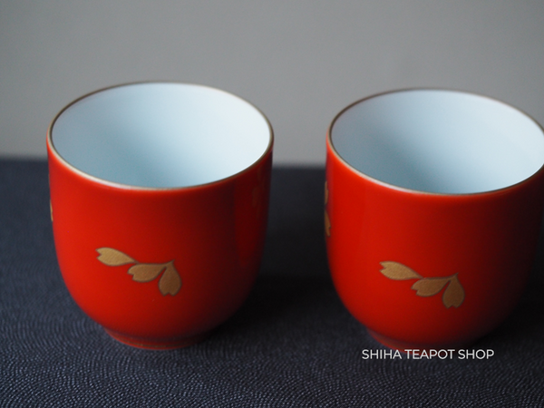 Japan Fine Quality Porcelain "Fukagawa Seiji" Guest Pair  Red cup