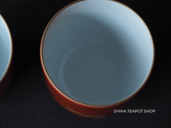 Japan Fine Quality Porcelain "Fukagawa Seiji" Guest Pair  Red cup