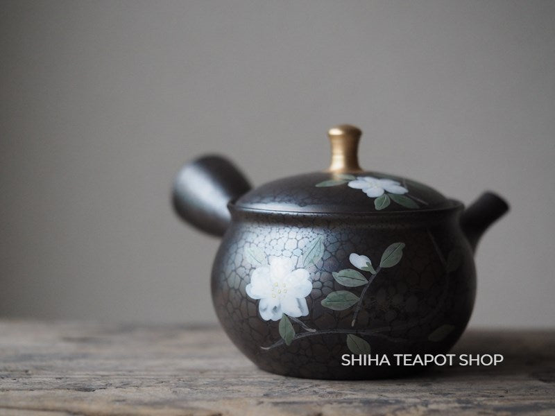 SHORYU Camellia Sasanqua Flower Oil Drops  Tokoname Kyusu Teapot 昭龍山茶花 （Made in Tokoname Japan）