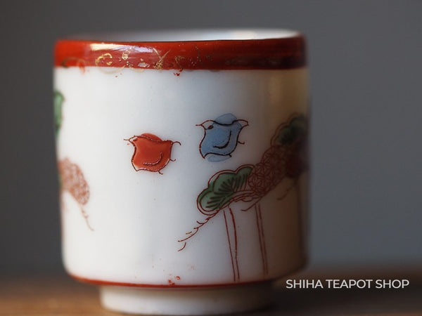 Japan Porcelain Antique small Cups 3 pcs Pine Tree and Bird