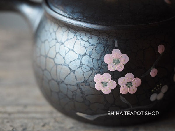 SHORYU Plum Flower Oil Drops Tokoname Kyusu Teapot 昭龍梅花 SR43 （Made in Tokoname Japan）