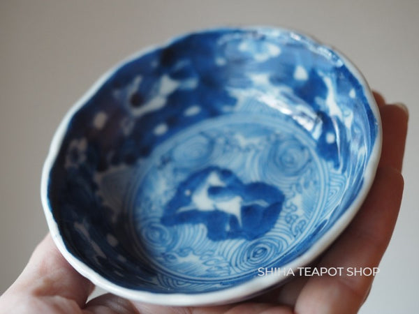 Antique Blue & White Mini Plate Porcelain 青花马波浪