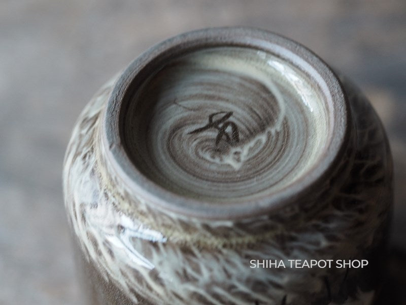 Hand-paint 1 Egret Small Cup, Yokoishi Gagyu of Utsutsugawa-yaki  GG21 現川焼臥牛窯