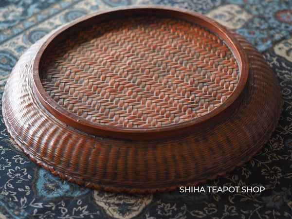 Antique Japanese Bamboo Waving Tray Basket