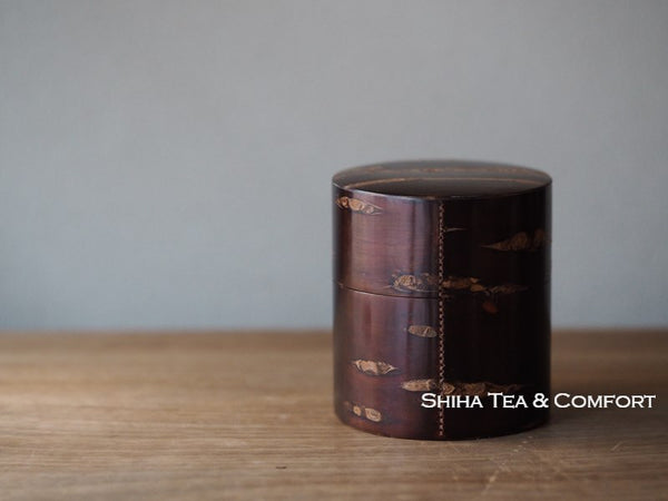 Mountain Cherry Tree Bark Small Tea Canister (Polished) & Tea Leaf Spoon