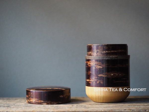 Stylish Cherry Tree Bark Tea Canister with inner lid