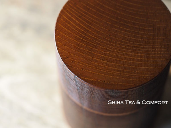 Japan YAMANAKA Tea canister Ripples ₋ Wood Craft Beautiful Lines