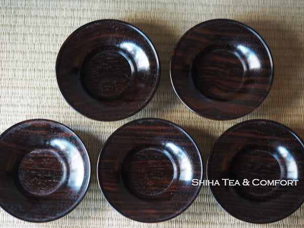 Japanese Vintage Sencha wooden Tea Cup Saucers Coasters