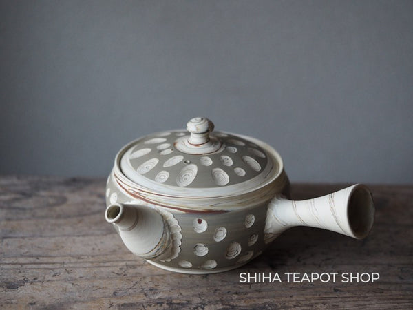 Tokoname Kenji Kiln White Clay DOTs Marble Kyusu Teapot with Cup KN72