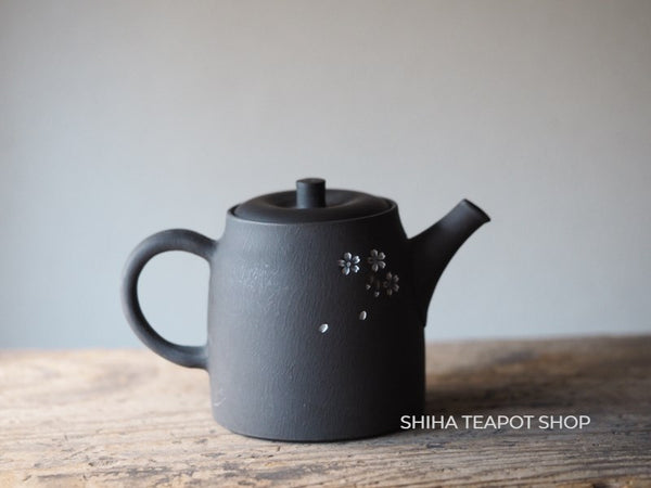 SEIHO Black Sakura Back Handle Tokoname Kyusu Teapot Misty texture SH77 青峰桜