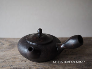 KOSHIN  Black Red Marble Seaweed Flat Tokoname Kyusu Teapot (Iron Teapot texture） 香臣極平大理石 KS81