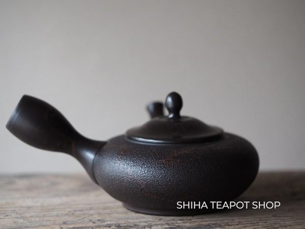 KOSHIN  Black Red Marble Seaweed Flat Tokoname Kyusu Teapot (Iron Teapot texture） 香臣極平大理石 KS81