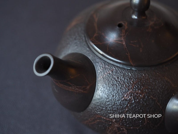 KOSHIN Black Red Marble Seaweed Large Capacity Tokoname Kyusu Teapot (Iron Teapot texture）KS22 香臣藻掛大理石（Made in Tokoname Japan）